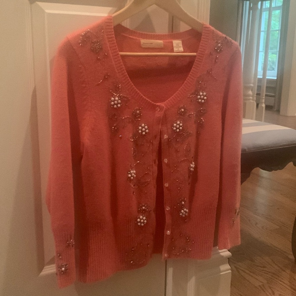 Anthropologie/ sleeping on snow/ Wool Blend Beaded Cardigan/ size medium